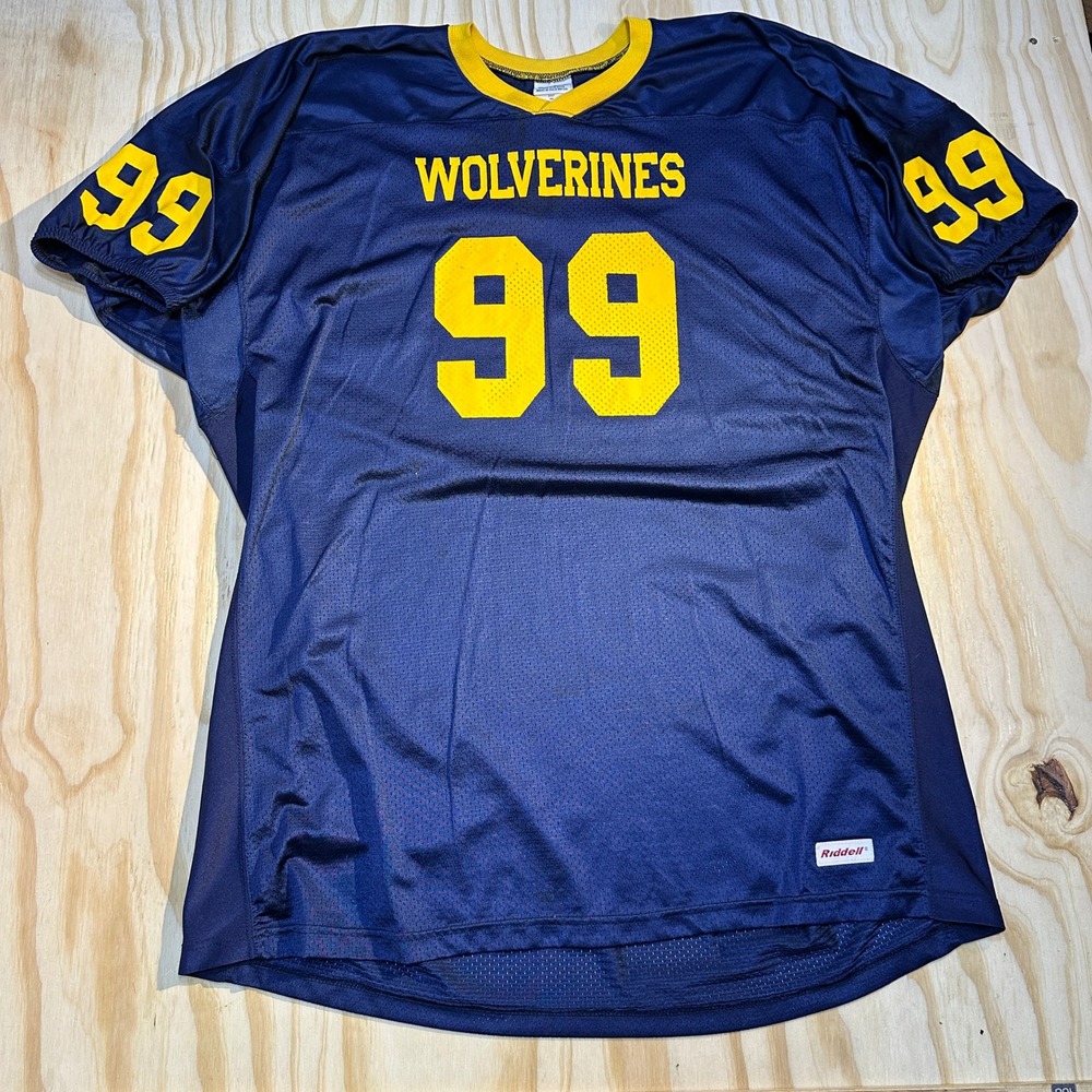 Riddell Wolverines 99 Football Jersey Mens 3XL Blue Yellow Mesh Sportswear